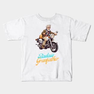 Badass Grandfather on a motorbike Kids T-Shirt